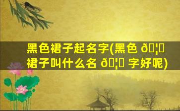 黑色裙子起名字(黑色 🦁 裙子叫什么名 🦍 字好呢)